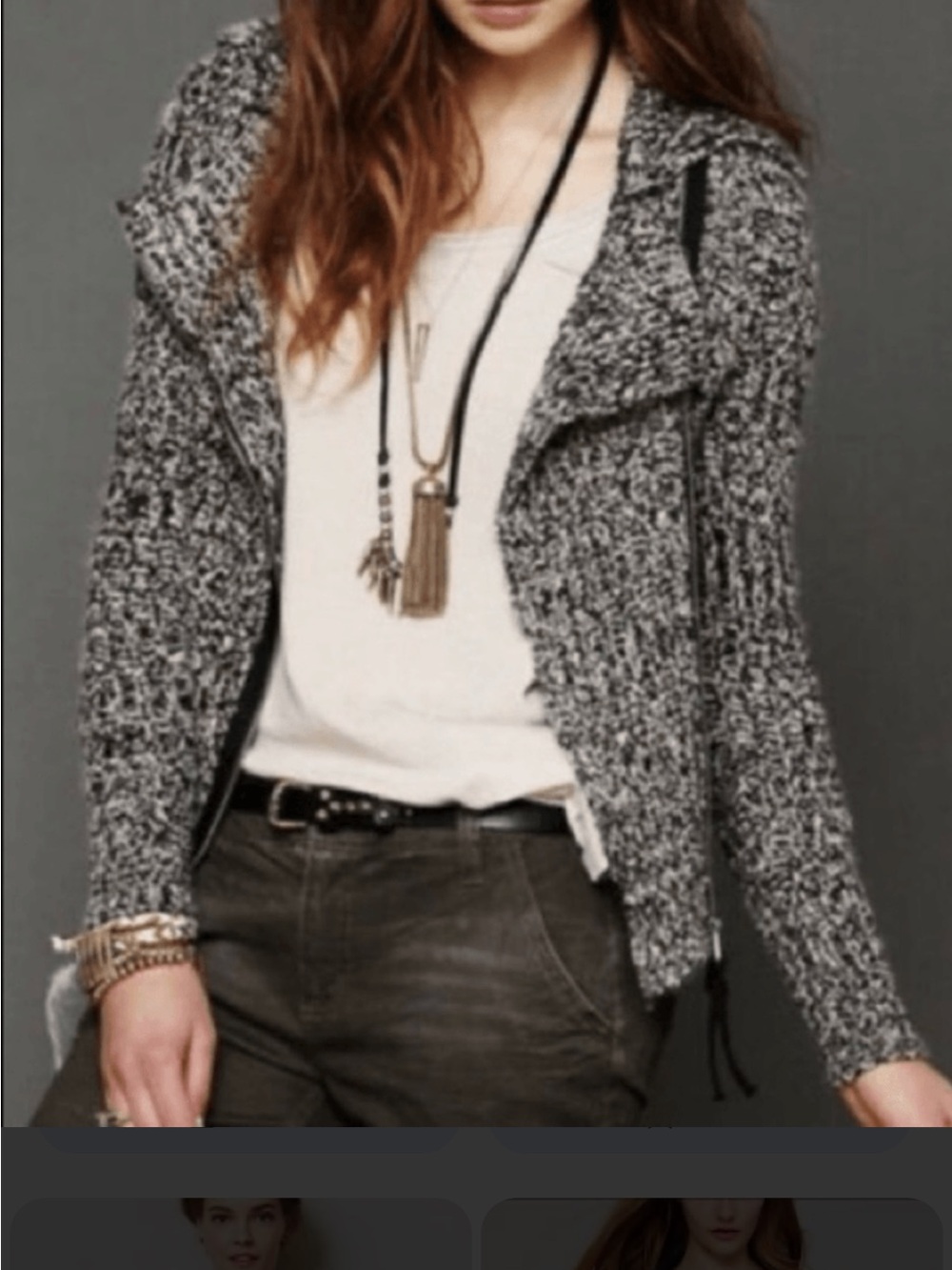 Free People Ribbed Knit Asymmetrical Zipper Moto sweater Size Medium